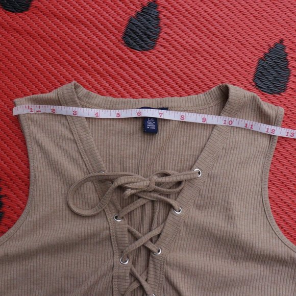 3/$28 SALE Uk2La Ribbed Lace Up Bodysuit - Large - Picture 7 of 7